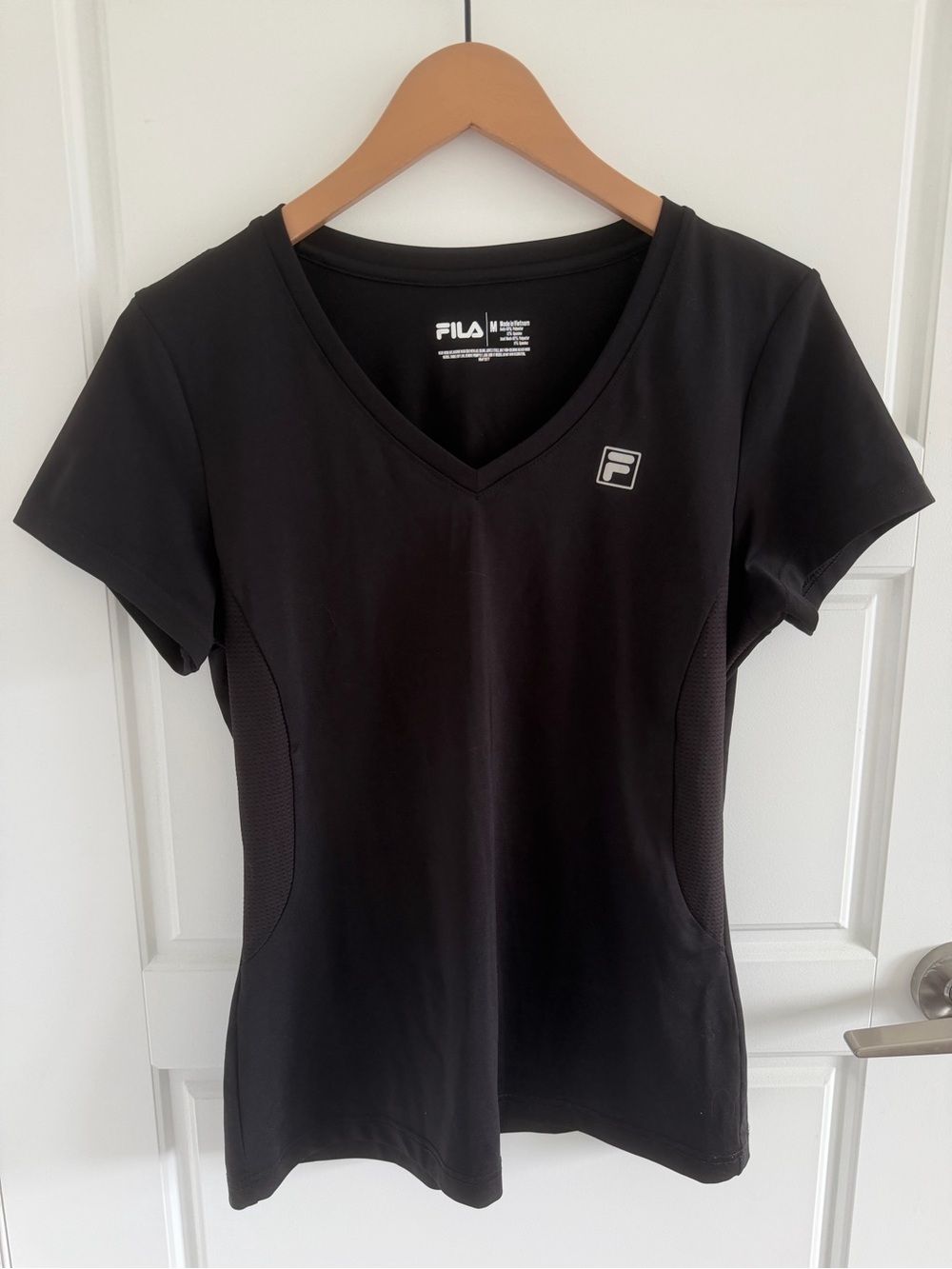 FILA Black V‑Neck Athletic Top